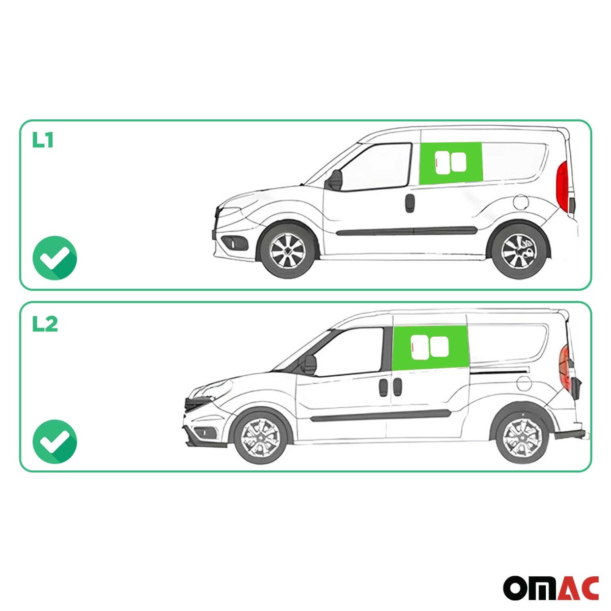 RAM Promaster City Front Side Sliding Window Glass - Left (L1\/L2) - Omac - Galaxy - 2015-2022